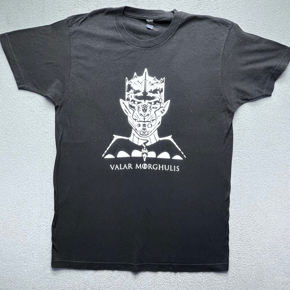 Game of Thrones Men Tee Black Cotton Large Valar Morghulis Night King Graphic